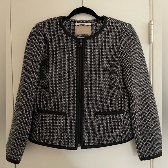 Tweed/ Faux leather trim jacket - Picture 1 of 3